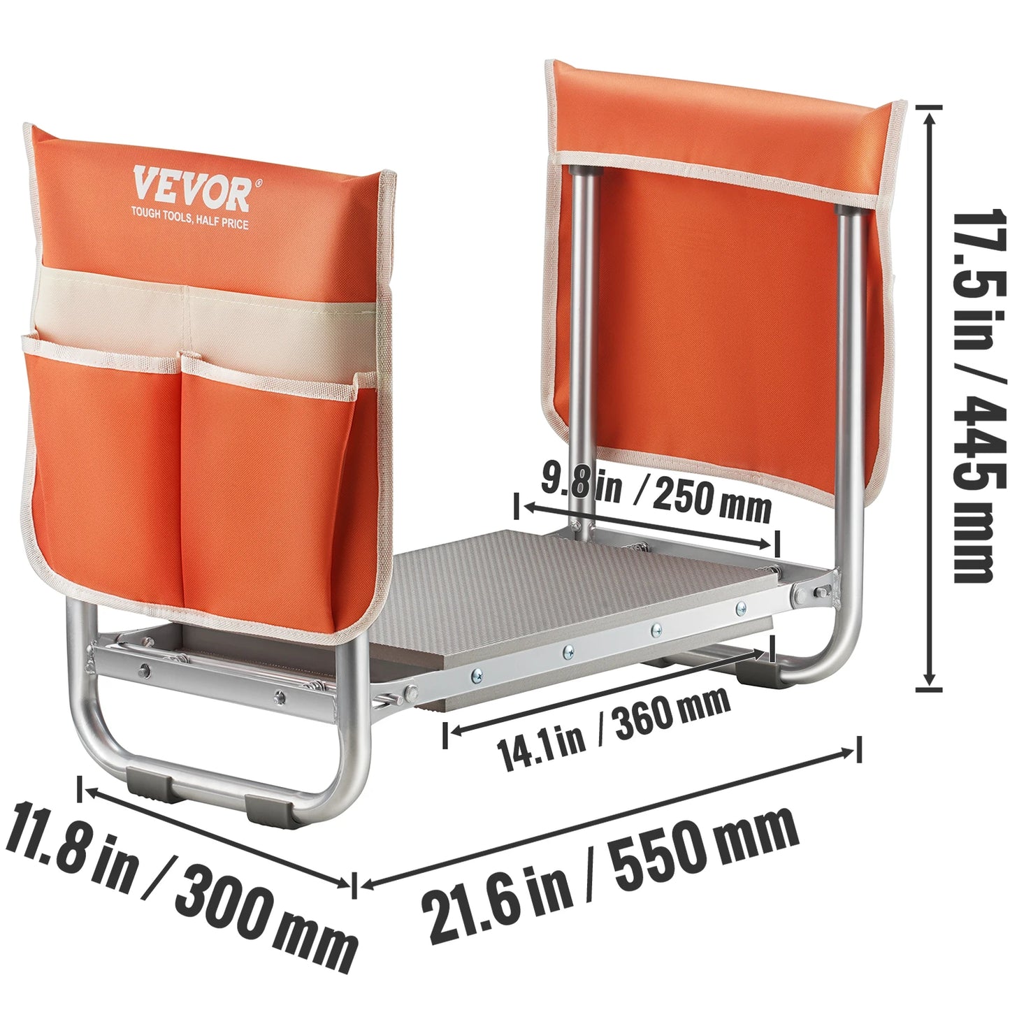 VEVOR Garden Kneeler and Seat 330 lbs Load Capacity 8/10" EVA Wide Pad Foldable Garden Stool Kneeling Bench for Gardening