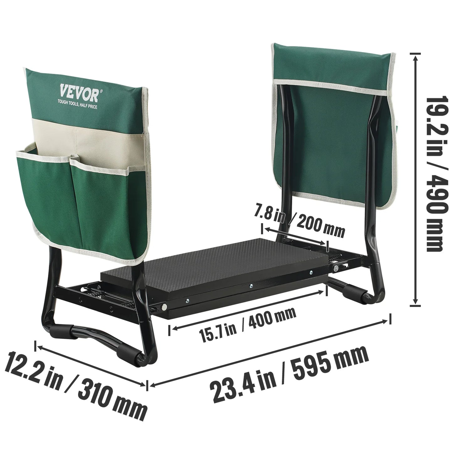 VEVOR Garden Kneeler and Seat 330 lbs Load Capacity 8/10" EVA Wide Pad Foldable Garden Stool Kneeling Bench for Gardening